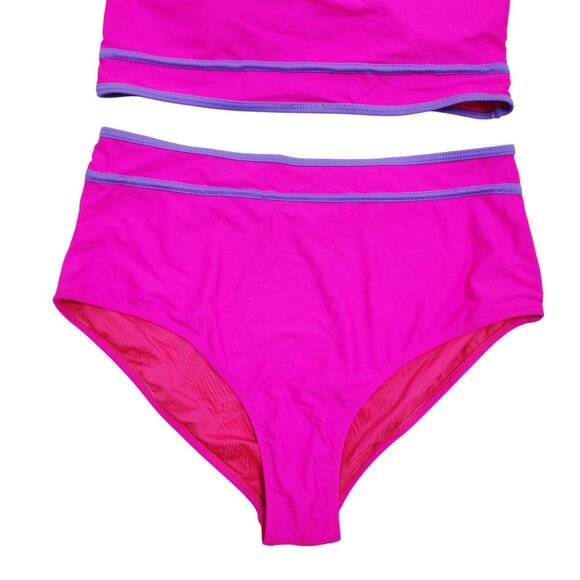 Two-Piece Bikini Set Swimsuit Crisscross Back Design High Waist Bottoms Size L - Picture 5 of 6